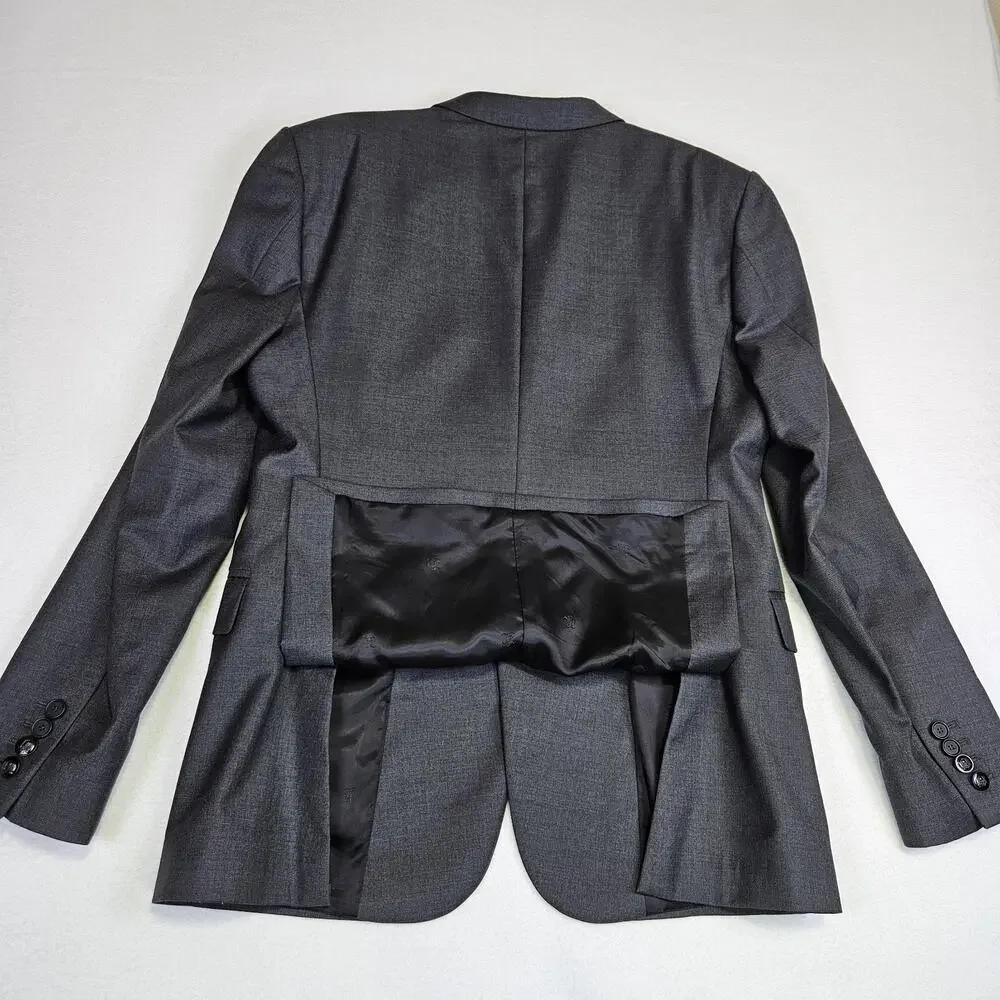 The Kooples Blazer Men US 40 EUR 50 Gray Peak Lapel Classic Fit Suit Jacket Wool